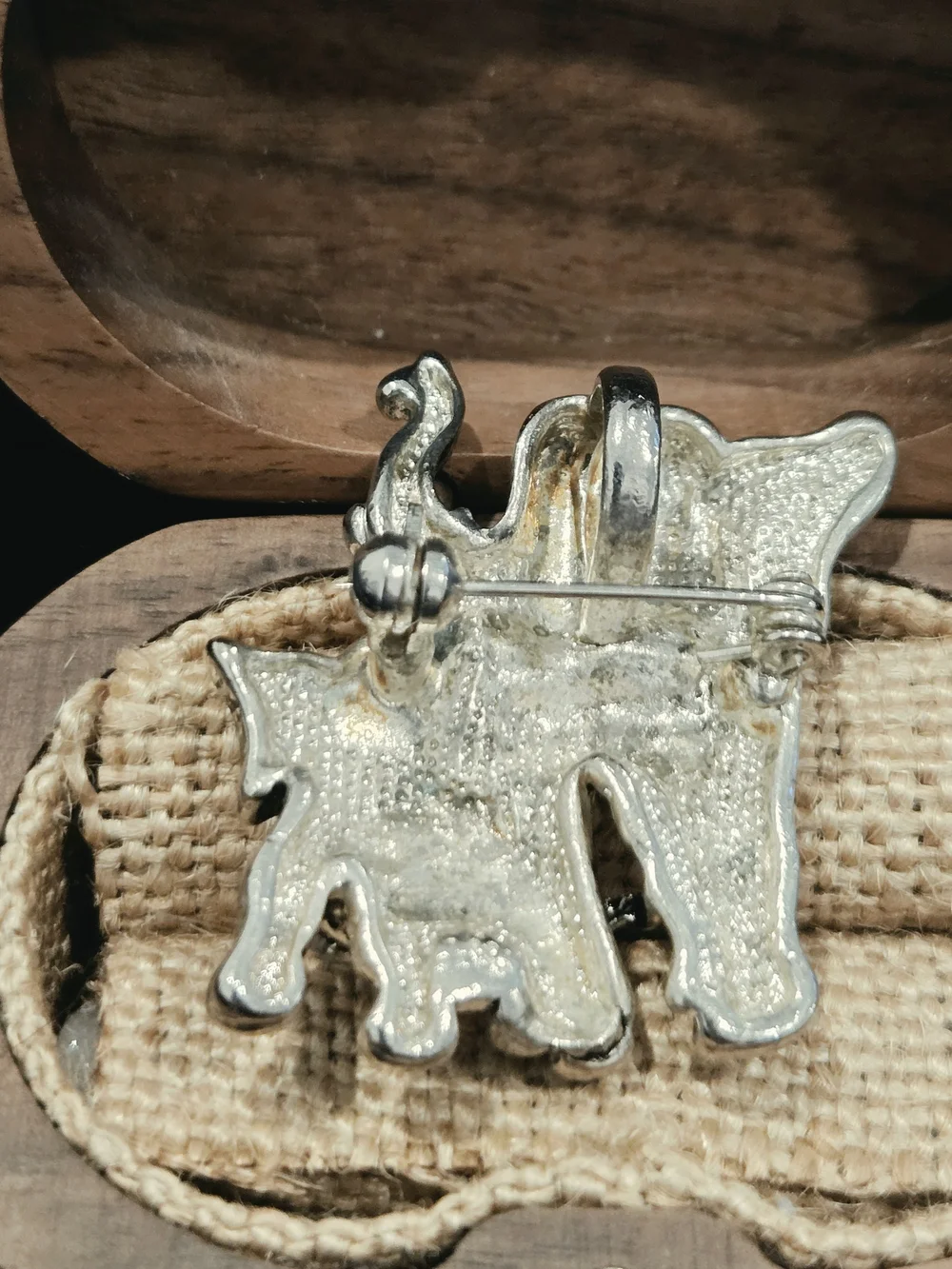 Vintage Silver Elephant Brooch with Mother and Calf